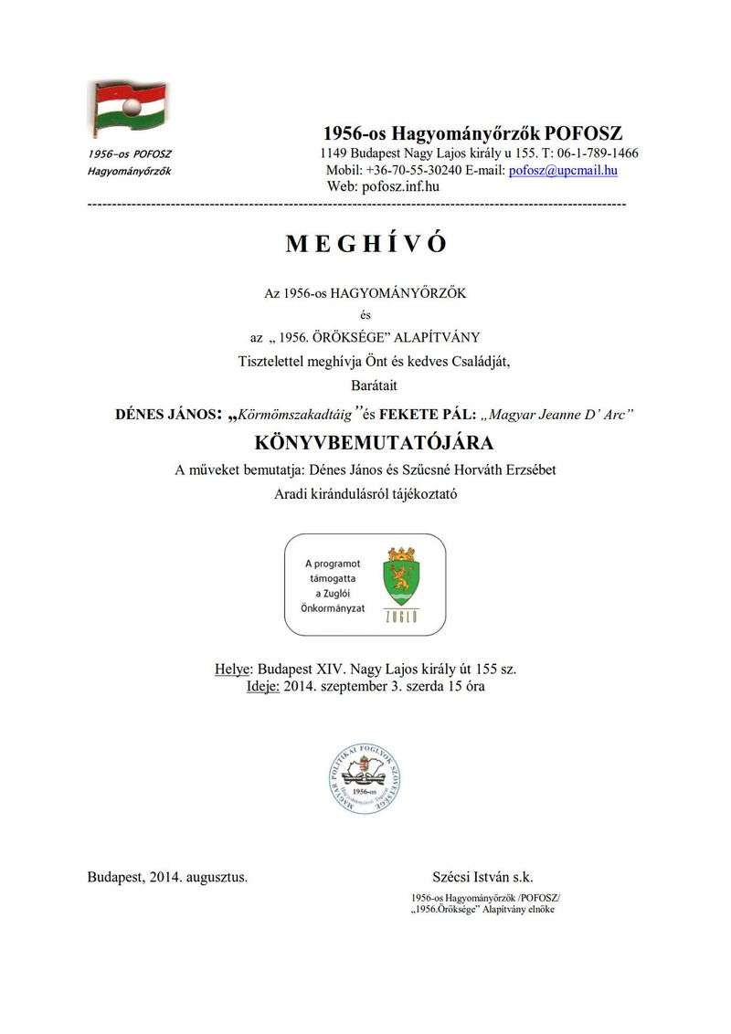 2014. szeptemberi meghívó