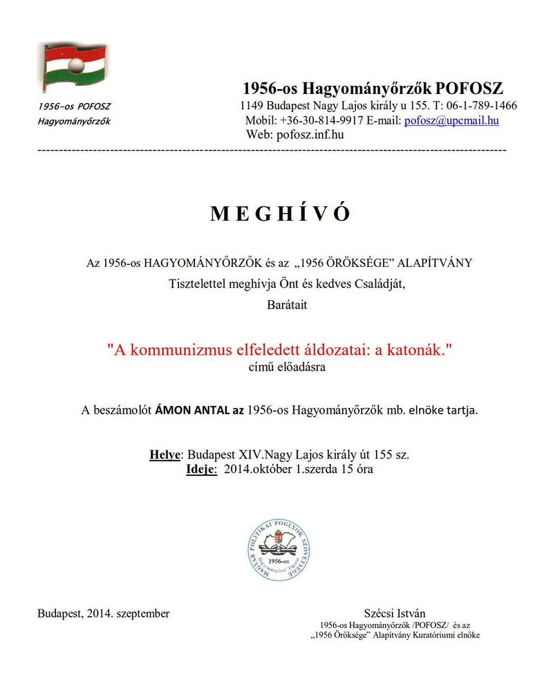 2014. októberi meghívó